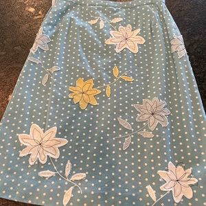 Boden womens a-line embroidered blue dot print skirt. UK size 10R. Like a 2/4.